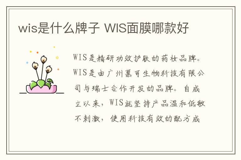 wis是什么牌子 WIS面膜哪款好