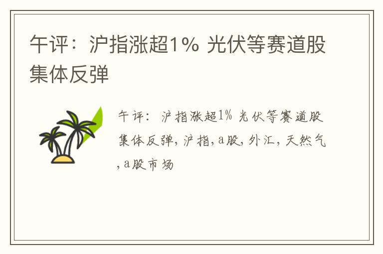 午评：沪指涨超1% 光伏等赛道股集体反弹