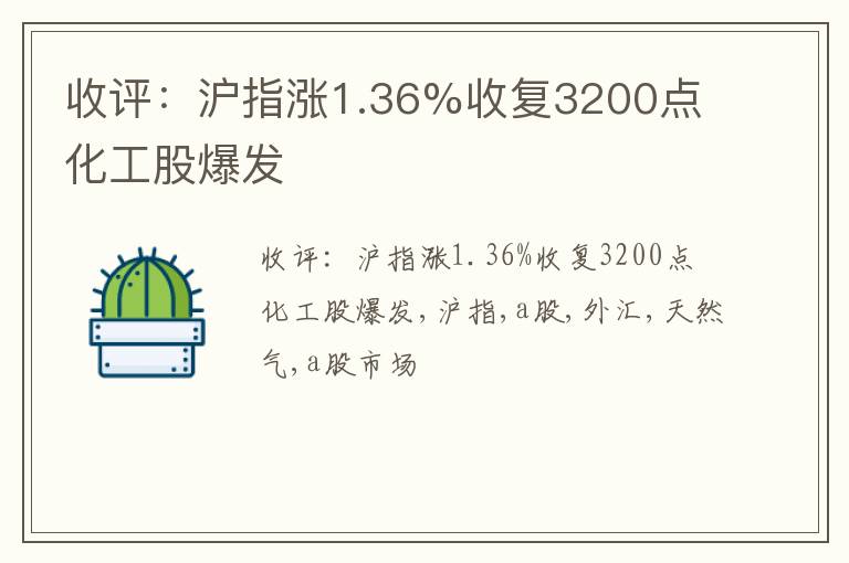 收评：沪指涨1.36%收复3200点 化工股爆发