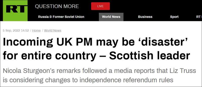 苏格兰首席大臣：她当选可能是场灾难