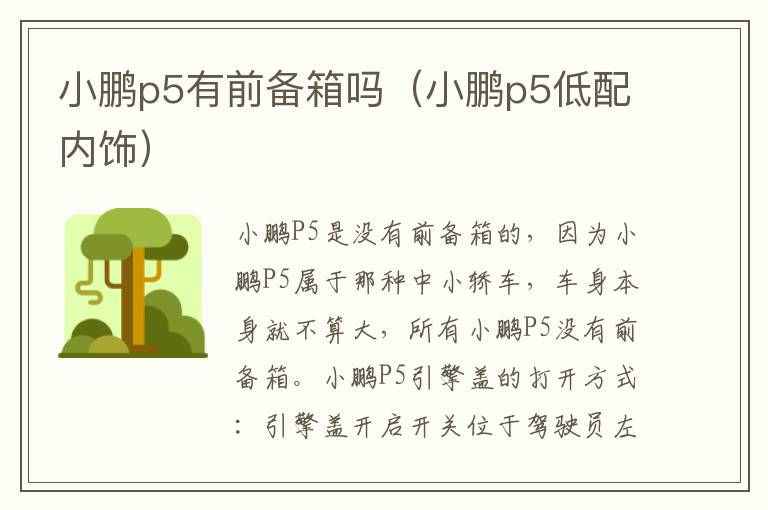 小鹏p5有前备箱吗