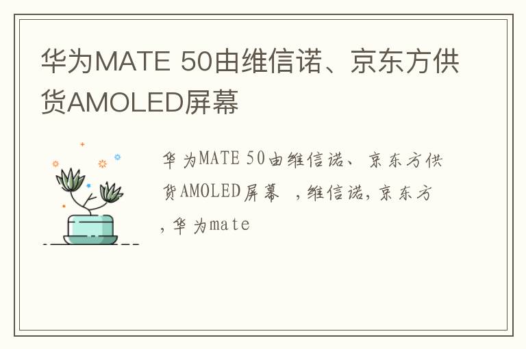 华为MATE 50由维信诺、京东方供货AMOLED屏幕