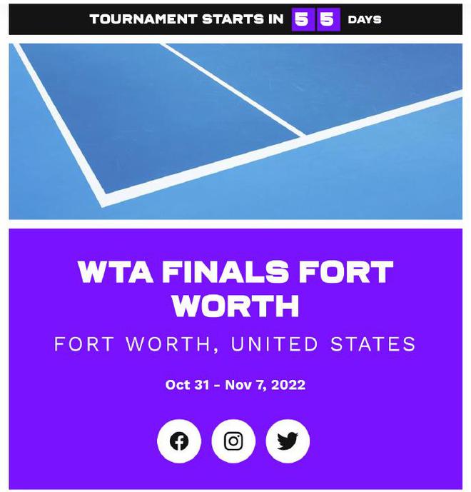 WTA总决赛定档德克萨斯 通稿透露未来将回中国深圳