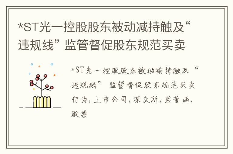 *ST光一控股股东被动减持触及“违规线” 监管督促股东规范买卖行为