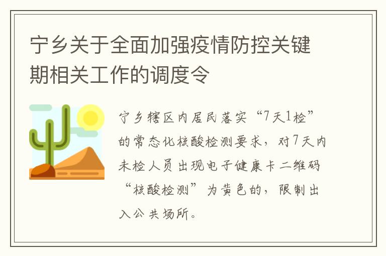 宁乡关于全面加强疫情防控关键期相关工作的调度令