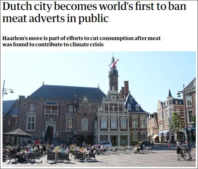 全球首个！荷兰一城市将禁止在公共场所播放肉类广告