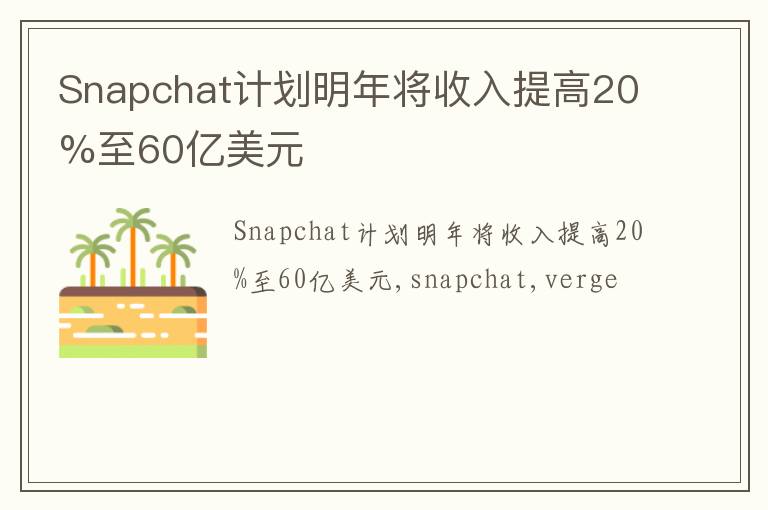 Snapchat计划明年将收入提高20%至60亿美元