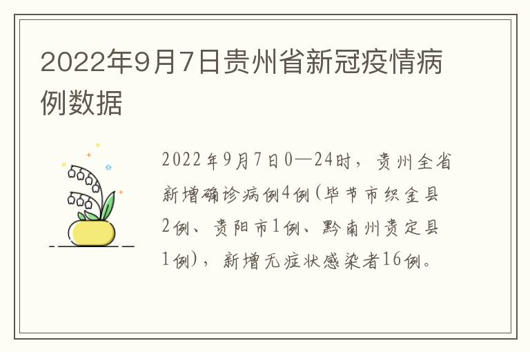 2022年9月7日贵州省新冠疫情病例数据