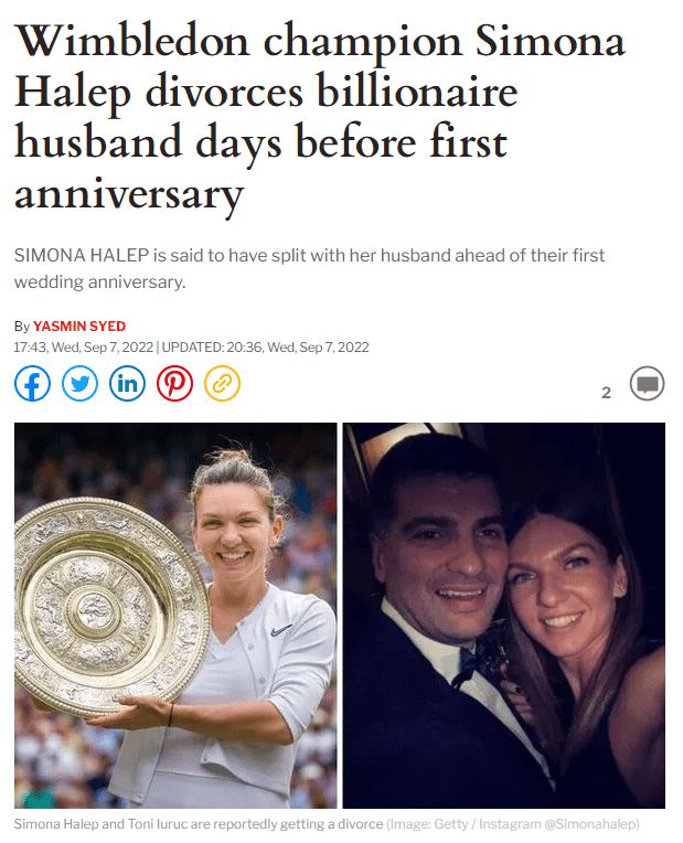大满贯冠军哈勒普与富豪老公离婚 二人婚姻不满一年