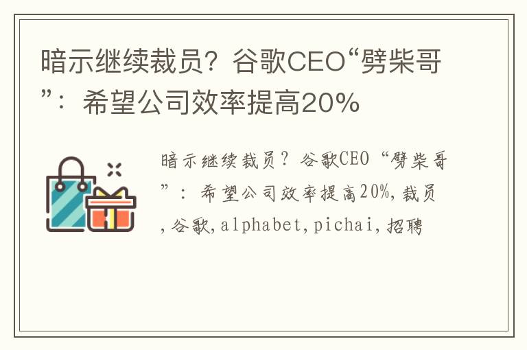 暗示继续裁员？谷歌CEO“劈柴哥”：希望公司效率提高20%