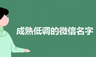 成熟低调的微信名字 5个成熟低调的微信网名及解释