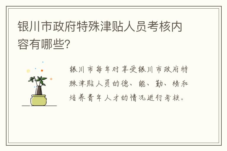 银川市政府特殊津贴人员考核内容有哪些？