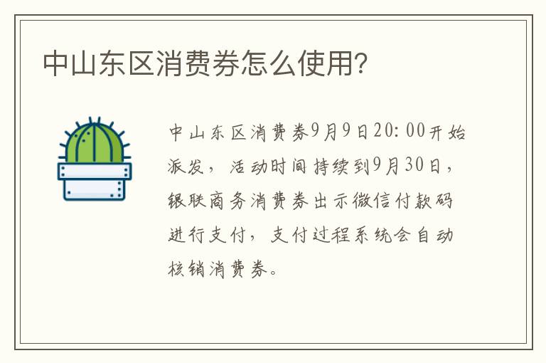 中山东区消费券怎么使用？