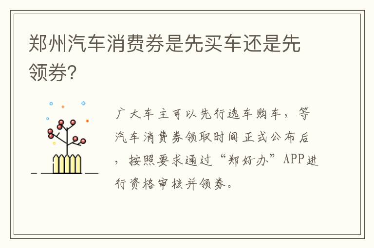 郑州汽车消费券是先买车还是先领券？