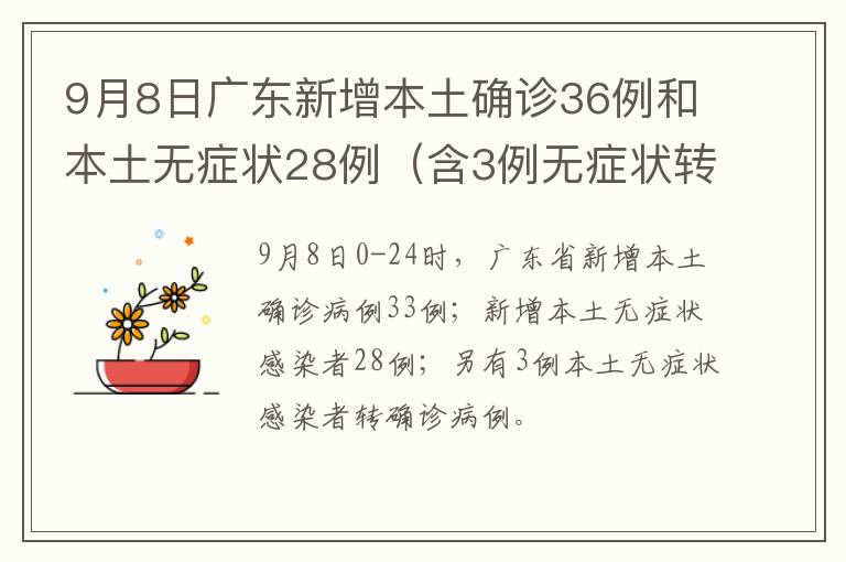 9月8日广东新增本土确诊36例和本土无症状28例（含3例无症状转确诊）