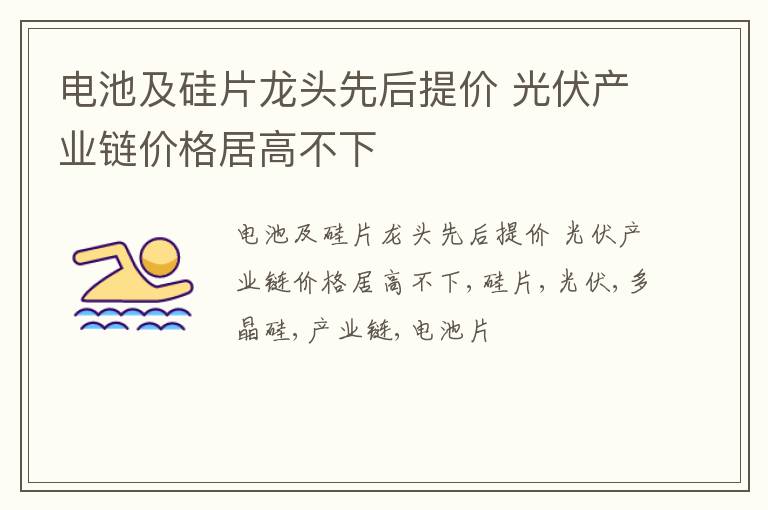 电池及硅片龙头先后提价 光伏产业链价格居高不下