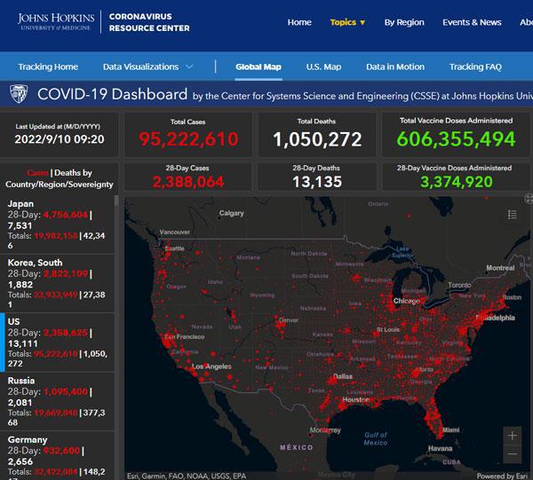 美国新增感染111063例、死亡654例