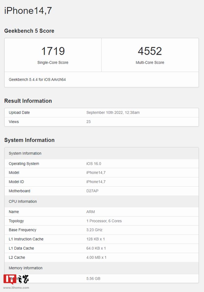 苹果 iPhone14 跑分曝光：6GB 内存，更像是一款“iPhone 13C/S”