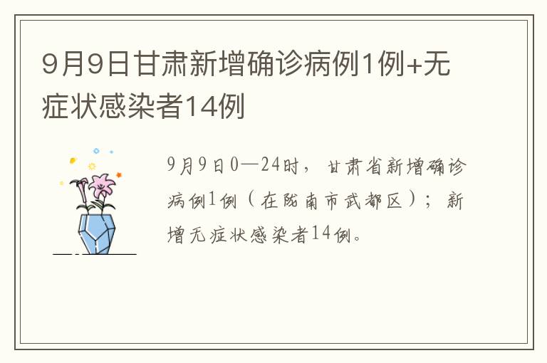 9月9日甘肃新增确诊病例1例+无症状感染者14例