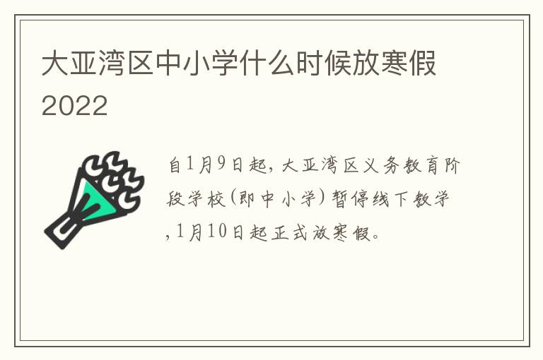 大亚湾区中小学什么时候放寒假2022