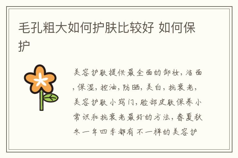 毛孔粗大如何护肤比较好 如何保护