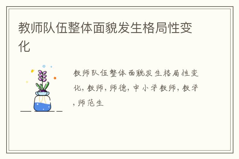 教师队伍整体面貌发生格局性变化