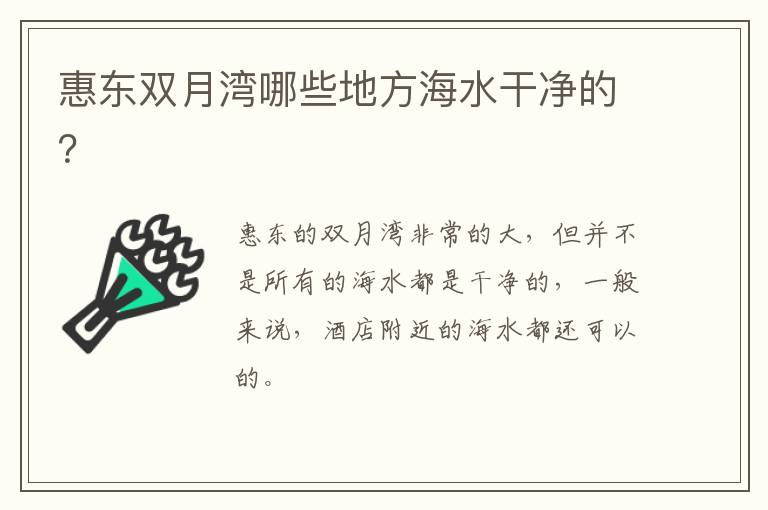 惠东双月湾哪些地方海水干净的？