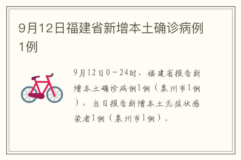 9月12日福建省新增本土确诊病例1例