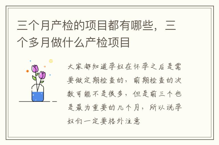 三个月产检的项目都有哪些，三个多月做什么产检项目