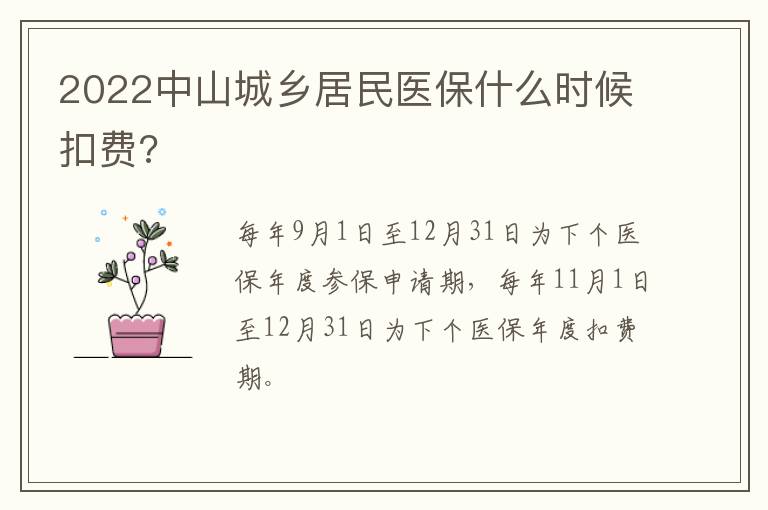 2022中山城乡居民医保什么时候扣费?