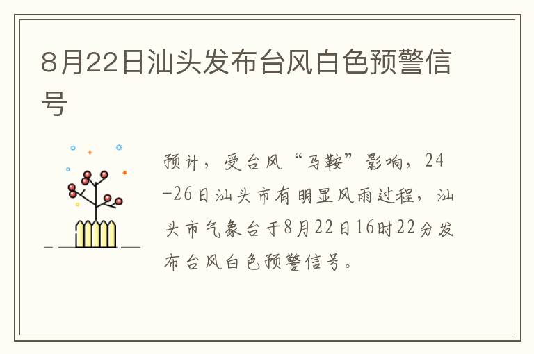 8月22日汕头发布台风白色预警信号