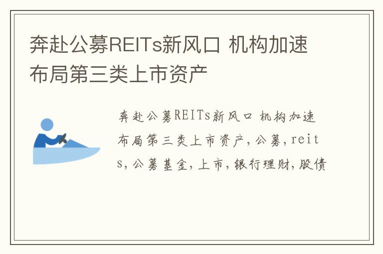 奔赴公募REITs新风口 机构加速布局第三类上市资产