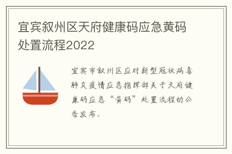 宜宾叙州区天府健康码应急黄码处置流程2022