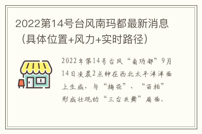 2022第14号台风南玛都最新消息（具体位置+风力+实时路径）