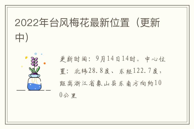 2022年台风梅花最新位置（更新中）