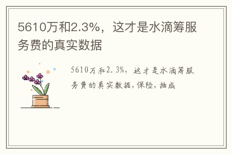 5610万和2.3%，这才是水滴筹服务费的真实数据