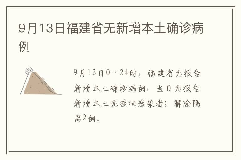 9月13日福建省无新增本土确诊病例