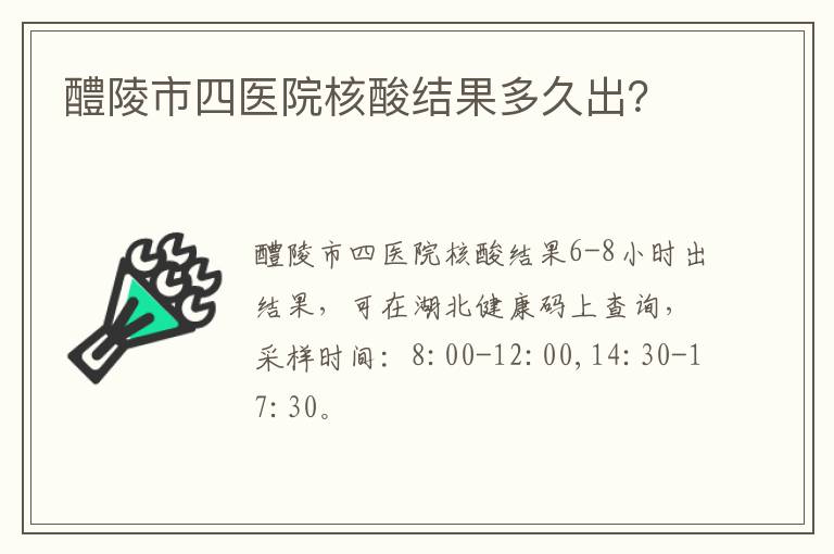 醴陵市四医院核酸结果多久出？