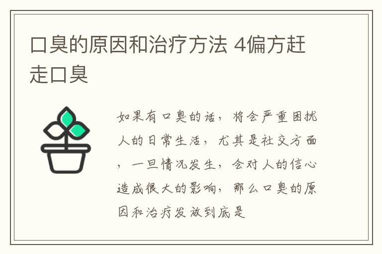 口臭的原因和治疗方法 4偏方赶走口臭