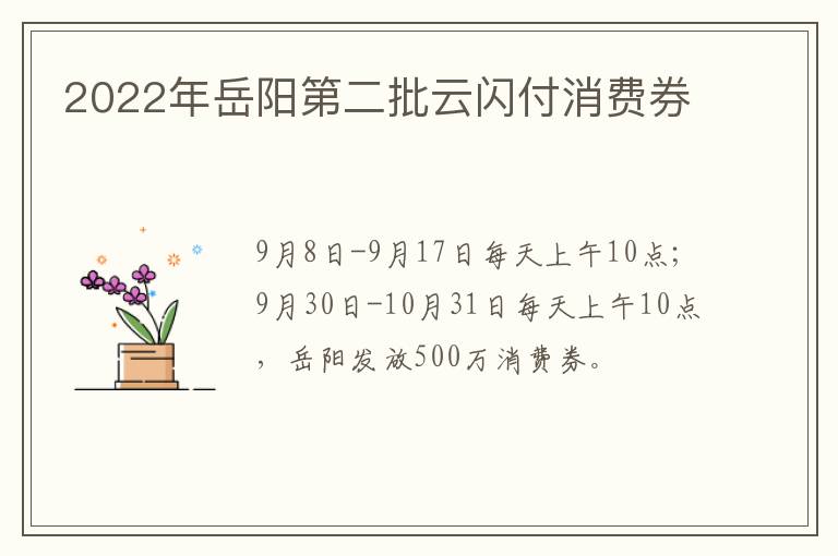 2022年岳阳第二批云闪付消费券