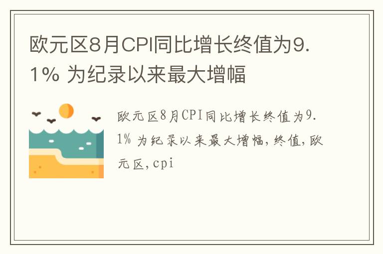 欧元区8月CPI同比增长终值为9.1% 为纪录以来最大增幅