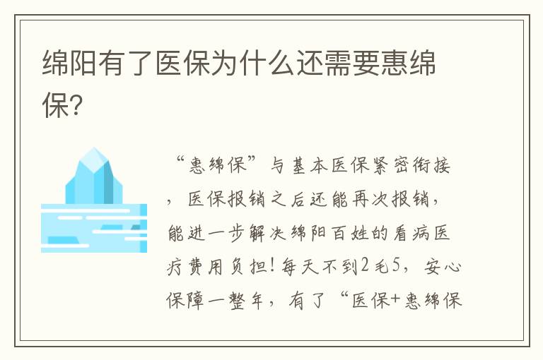 绵阳有了医保为什么还需要惠绵保？