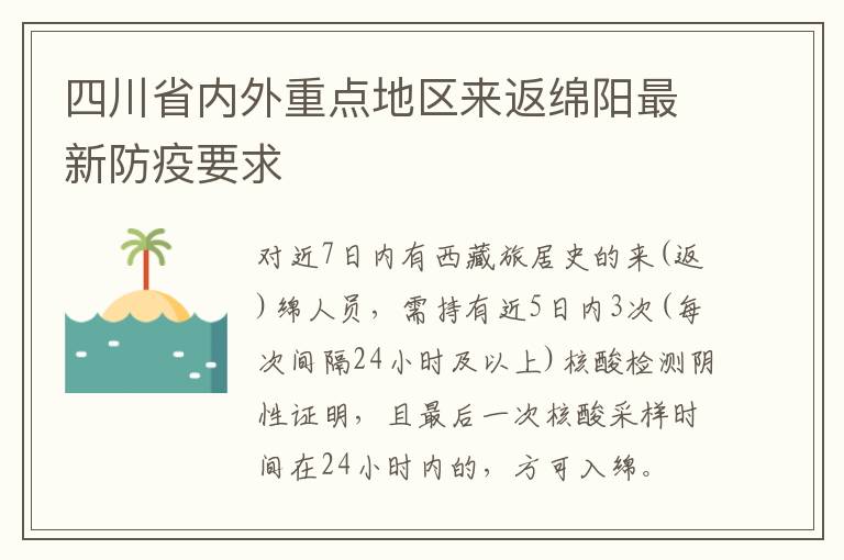 四川省内外重点地区来返绵阳最新防疫要求