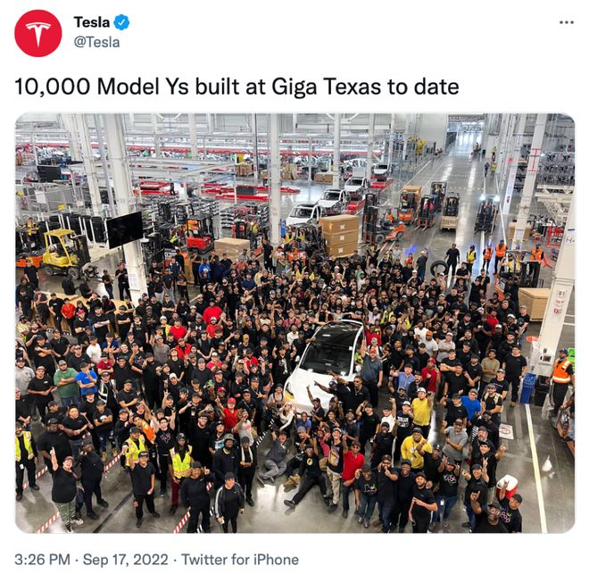特斯拉：美国得州超级工厂已生产10000辆Model Y