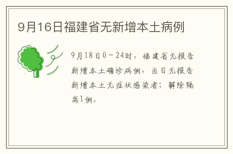 9月16日福建省无新增本土病例