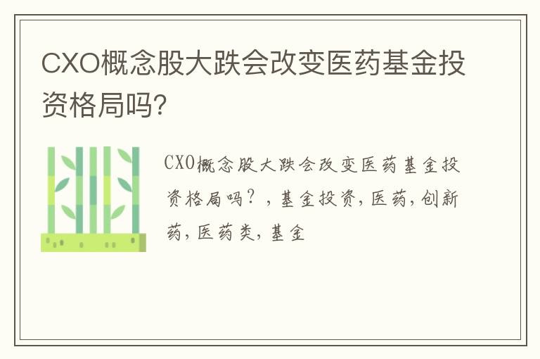 CXO概念股大跌会改变医药基金投资格局吗？