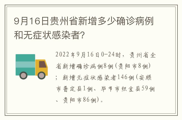 9月16日贵州省新增多少确诊病例和无症状感染者？