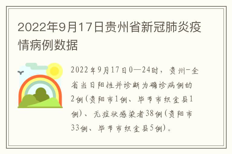 2022年9月17日贵州省新冠肺炎疫情病例数据