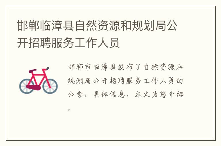 邯郸临漳县自然资源和规划局公开招聘服务工作人员