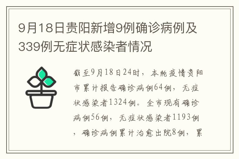 9月18日贵阳新增9例确诊病例及339例无症状感染者情况
